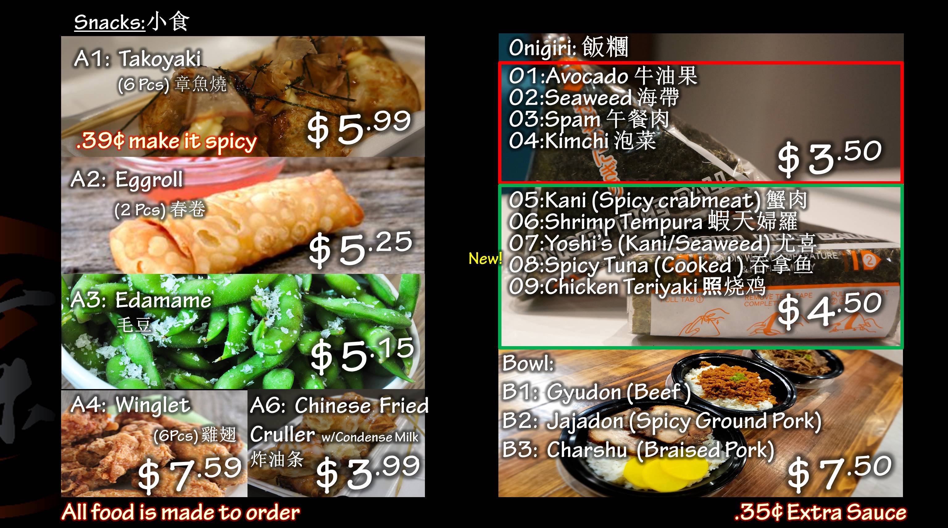 Thirst Tea Cafe menu board 1